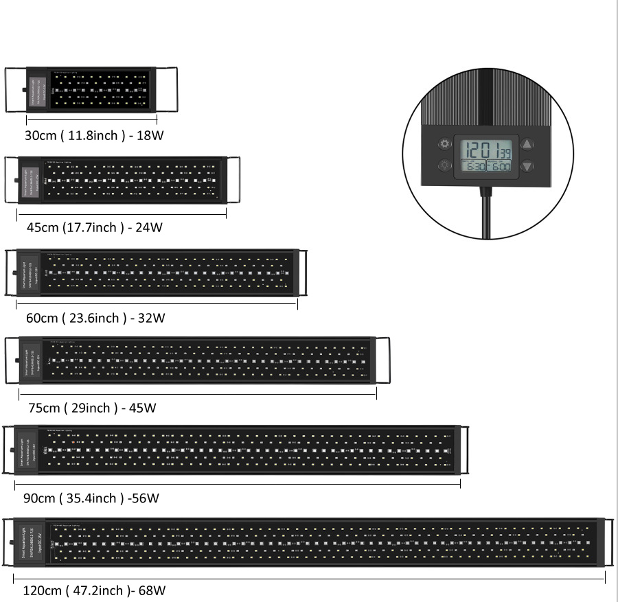 프로그래밍 가능한 8 가지 색상 자동 켜짐 꺼짐 LED - Led Planted Tank Light 리뷰 및 가격